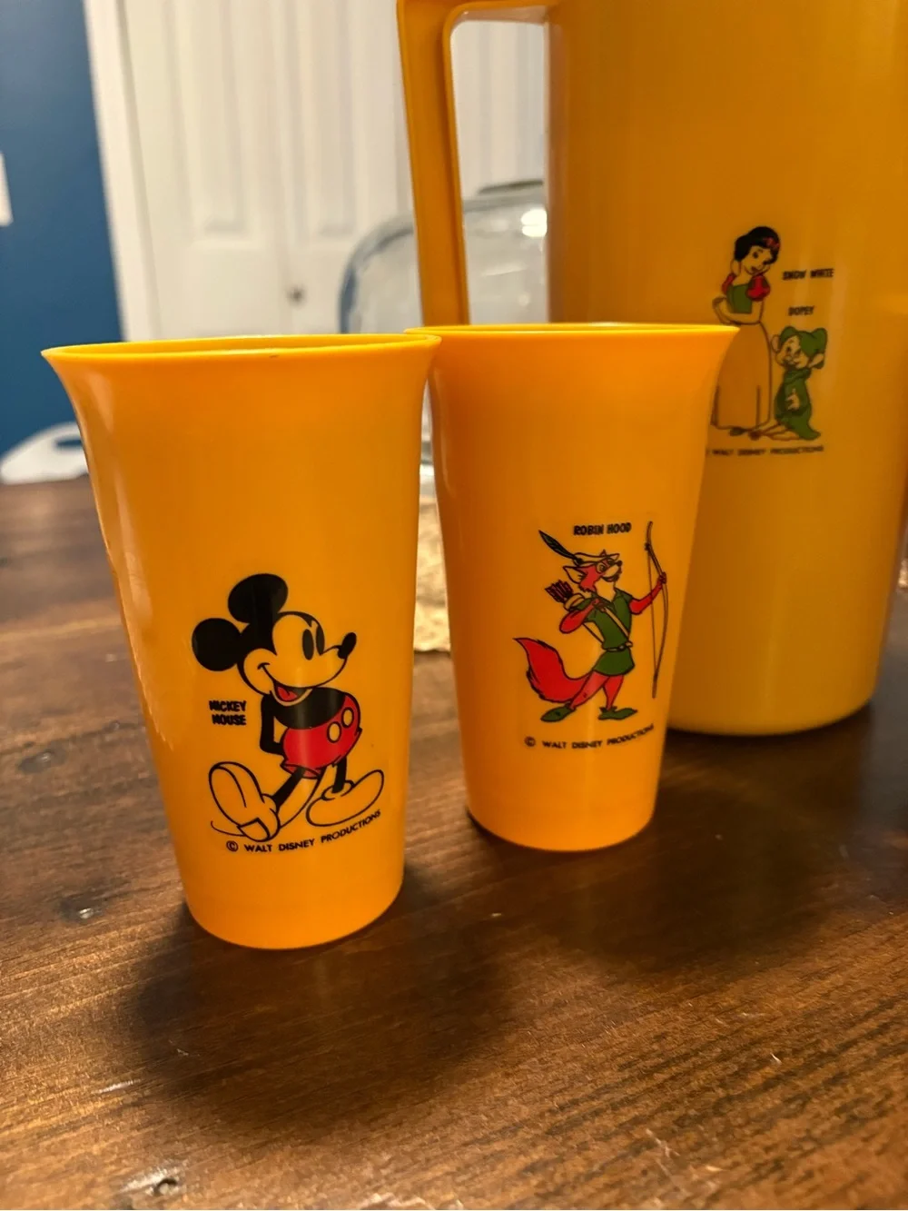 Vintage Walt Disney Productions Pitcher & Tumbler Set~ 5 Piece Set
